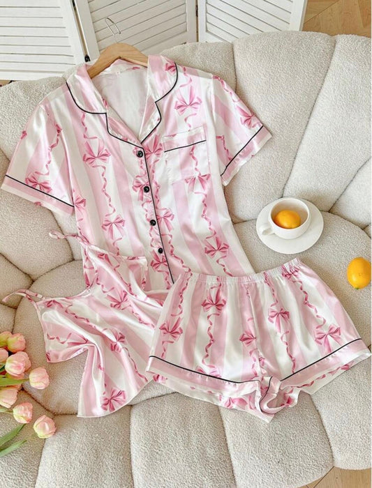 Samantha Stripes Tape Satin 3 Piece Lounge