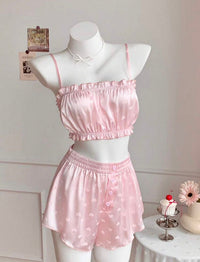 Zoe Satin Blush Ruffle Set