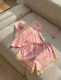 Allegra Satin Silk Lace Pj & Lounge Set