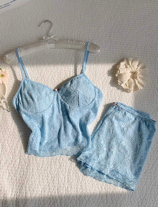Ester Flora Azure Cami Two Piece Set