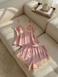 Allegra Satin Silk Lace Pj & Lounge Set