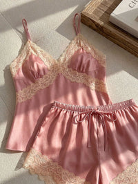 Allegra Satin Silk Lace Pj & Lounge Set