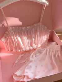Zoe Satin Blush Ruffle Set