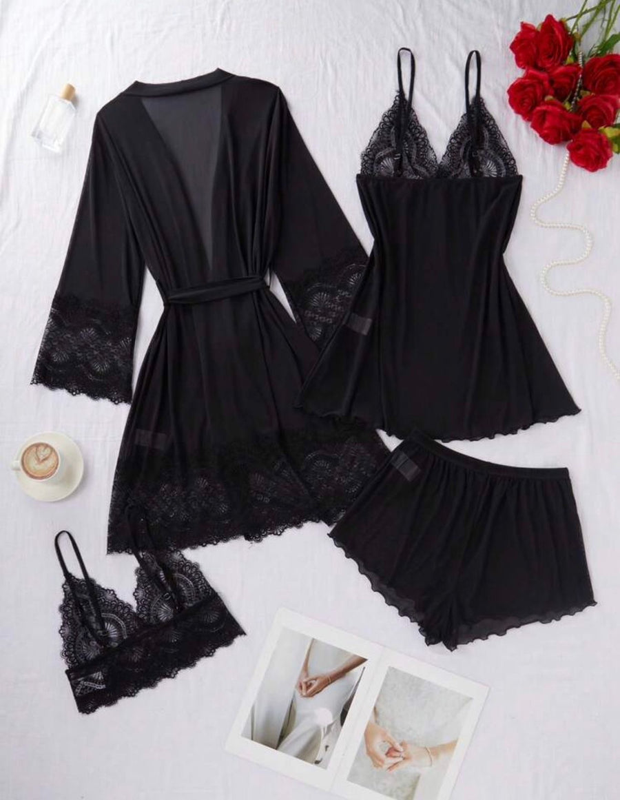 Equally Night Lace 4 Piece Sleepwear