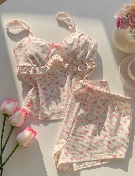 Disty Ruffle Cami Two Piece Set