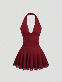 Clarissa Ruffle Red Wine Mini Dress
