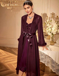 Red Velvet Luxury Night Gown Set
