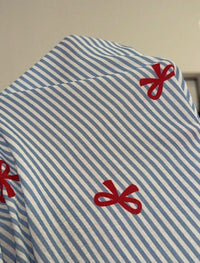 Poppy Bow Stripes Pajamas Set