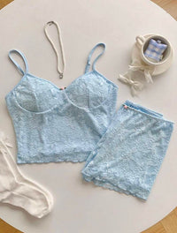 Ester Flora Azure Cami Two Piece Set