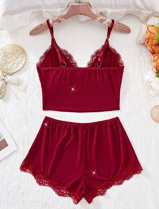 Red Line Knit Two Piece Set