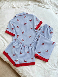 Poppy Bow Stripes Pajamas Set