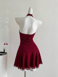 Clarissa Ruffle Red Wine Mini Dress