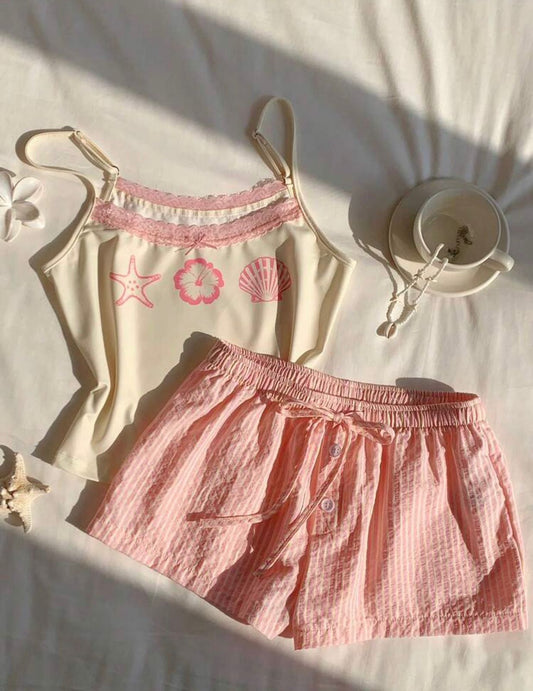 Starfish & Shells Candy Stripes Lounge