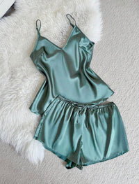 Aria Sage Satin Camisole Set