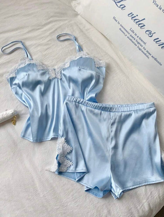 Virana Sky Blush Satin Pajamas