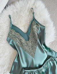 Aria Sage Satin Camisole Set