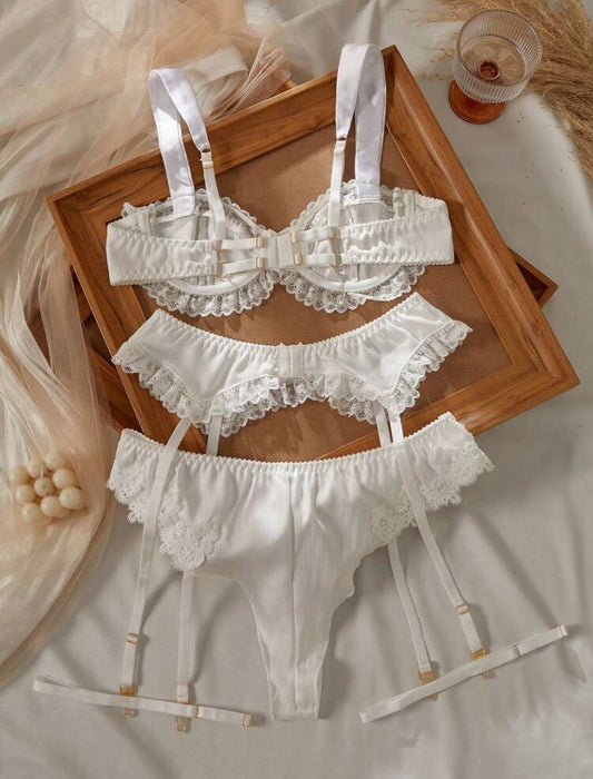 Dalla Knit 3 Piece Lace Lingerie