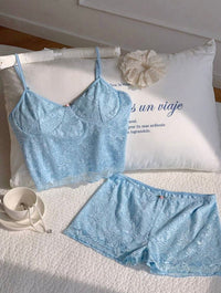 Ester Flora Azure Cami Two Piece Set
