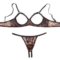 Lingerie Dua Potong Leopard Menggoda