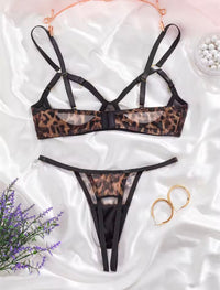 Lingerie Dua Potong Leopard Menggoda