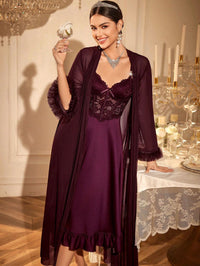 Red Velvet Luxury Night Gown Set